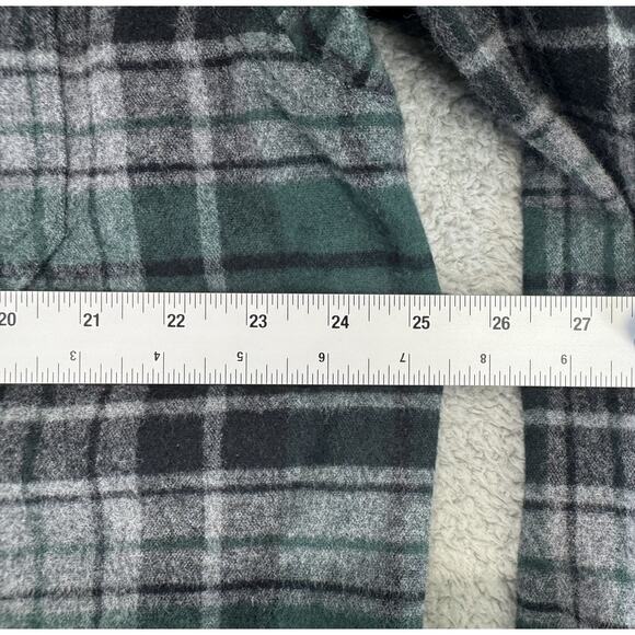 LL Bean Shirt Men Large Green Plaid Chamois Flannel Vintage Heavyweight Trad Fit - Picture 7 of 15